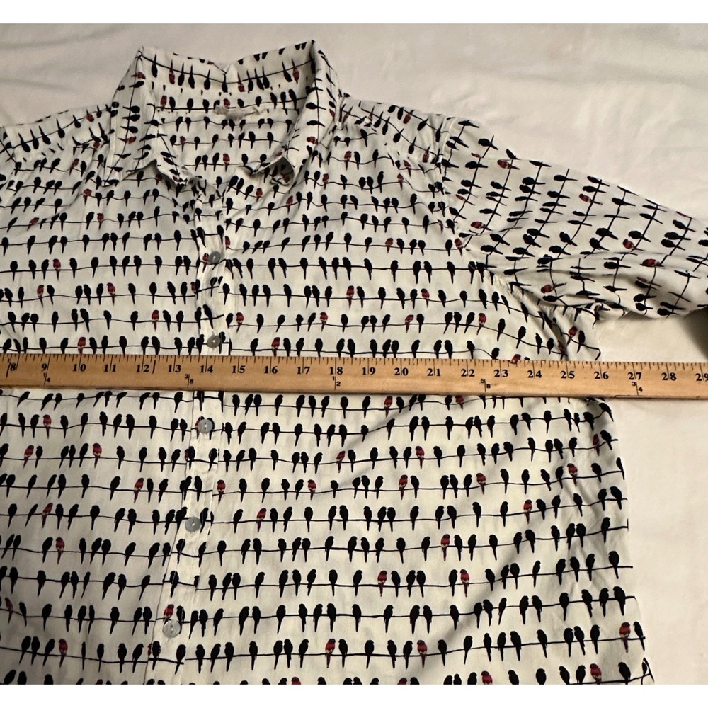 Jane and Delancey Birds on a Wire Shirt Womens 1X Rayon Roll Tab Sleeve Blouse - Picture 14 of 15
